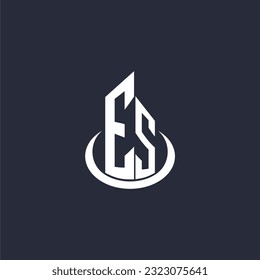 ES initial monogram building logo for real estate with creative circle style design