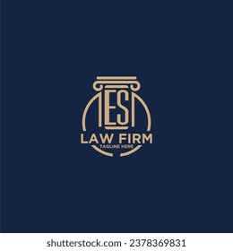 ES initial monogram for law firm with creative circle line