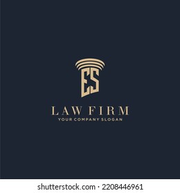 ES initial monogram lawfirm logo with pillar design