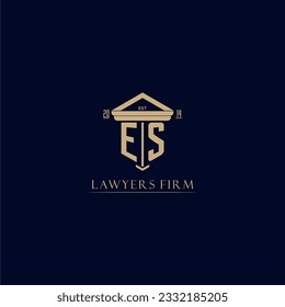 ES initial monogram lawfirm logo with pillar design