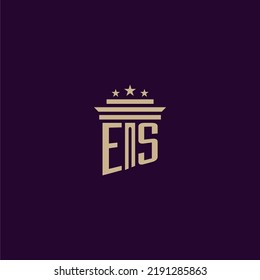 ES initial monogram logo design for lawfirm lawyers with pillar vector image