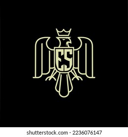 ES initial monogram logo for eagle  crown image vector design