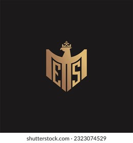 ES initial monogram logo for eagle  crown image vector design