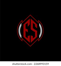 ES initial monogram logo for gaming with Gemoteric line shape style design on isolated background