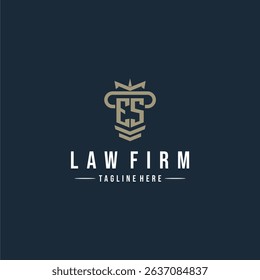 ES initial monogram logo law firm with pillar design