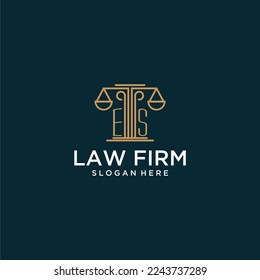 ES initial monogram logo for lawfirm with scale vector design