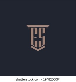 ES initial monogram logo with pillar style design