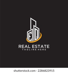 ES initial monogram logo for real estate with building style