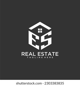 ES erstes Monogramm-Logo für Immobilien mit polygonfähigem, kreativem Design