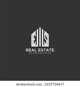 ES initial monogram logo for real estate with home shapes creative design