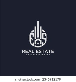 ES initial monogram logo for real estate with creative circle design vector