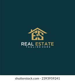 ES initial monogram logo for real estate with home shape creative design