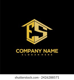 ES initial monogram logo for real estate with creative building style design