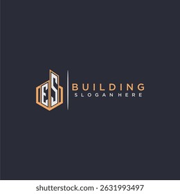 ES initial monogram logo real estate for building with polygon style