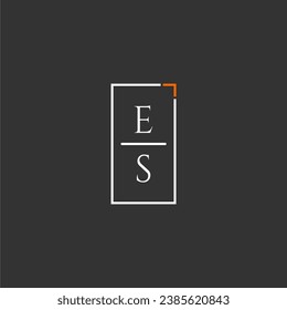 ES initial monogram logo for technology with square style design