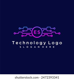 ES Anfangsmonogramm für Technologie-Logo mit kreisförmigem Design