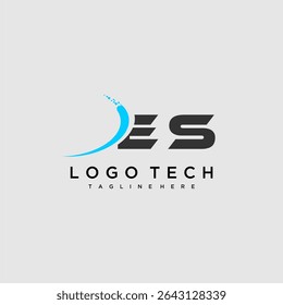 Monograma inicial ES para design de logotipo de tecnologia