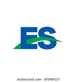 ES initial overlapping swoosh letter logo blue green