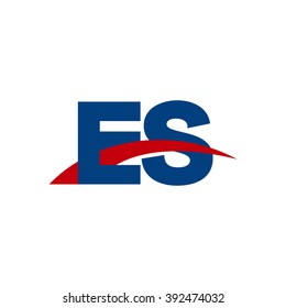 ES initial overlapping swoosh letter logo blue red