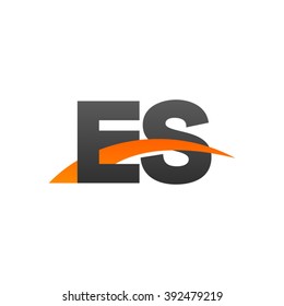 ES initial overlapping swoosh letter logo black orange