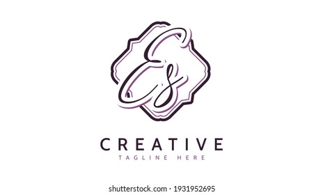 ES Initials, handwriting logo vector