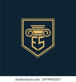 ES Initials Law Firm Logo Lawyer logo with creative law element