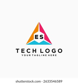 ES Initials Tech Logo Vector Art Icons and Graphics