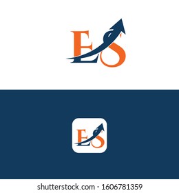 ES Letter with Arrow Logo Template vector Design