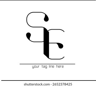 ES Letter Calligraphy Logo – Elegant E and S Interlocked Monogram
