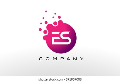 ES Letter Dots Logo Design with Creative Trendy Bubbles and Purple Magenta Colors.