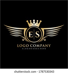 ES Letter Initial with Royal Wing Logo Template.