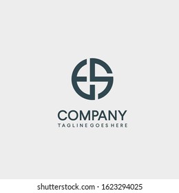 ES letter initial simple logo design template 