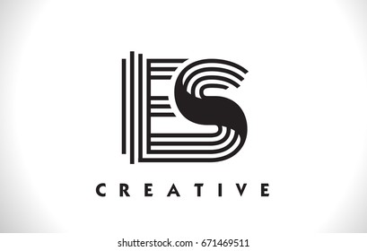 ES Letter Logo With Black Lines Design. Line Letter Symbol Vector Illustration