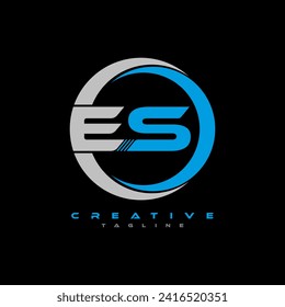 ES letter logo design on black background. ES creative initials letter logo concept. ES letter design.