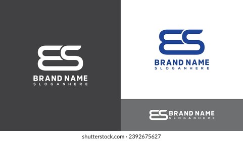 ES letter logo design template. Initial letter ES logo icon vector.