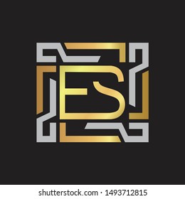 ES Letter logo initial capital monogram with abstrac ornament