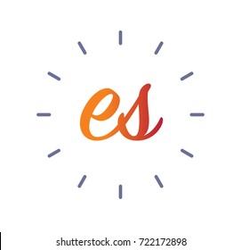 ES letter logo with line element
