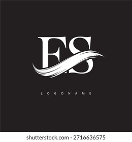 ES Letter Monogram Logo with Brush Stroke for Modern Brand Identity