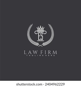 ES letter monogram logo for lawfirm with pillar  crown image design