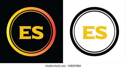 ES letters icon design template elements in abstract background logo, design identity in circle, alphabet letter