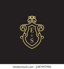 ES line vintage initial logo in high quality professional design that will print well across any print media