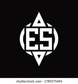 ES Logo with circle rounded combine triangle top and bottom side design template