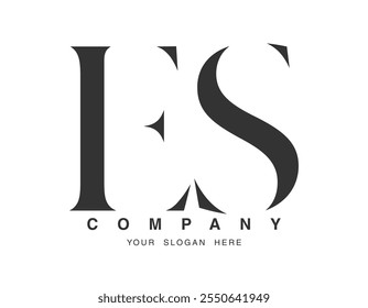 ES-Logo-Design. Anfangsbuchstabe e und serif Schriftart. Kreative klassische Firmenname Typografie. Trendy Logotype oder Identität. Vektorgrafik.