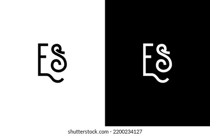 ES logo design. Letter ES logo design. ES logo icon design in black and white colors free vector template.