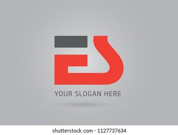 ES logo design template on grey background