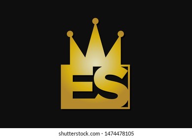 es logo with gold crown