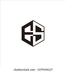 ES Logo Initial Monogram Negative Space Designs Templete with Black color and White Background