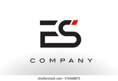 ES Logo.  Letter Design Vector with Red and Black Colors.