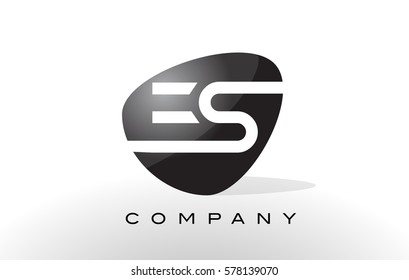 ES Logo. Letter Design Vector with Oval Shape and Black Colors.