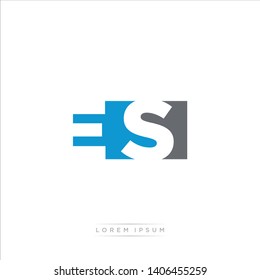 ES Logo Letter with Modern Negative space - Blue and Grey Color EPS 10